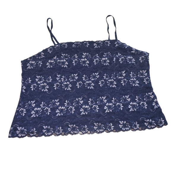 Avenue Body Camisole Size 30/32 Dark Blue Lace Burnout Tank Top Stretchy Fairy - Picture 2 of 8